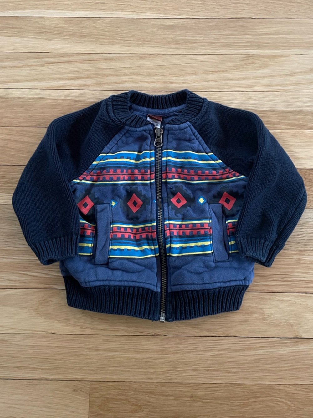 Tea Collection navy zip-up sweater jacket, 12-18 mo